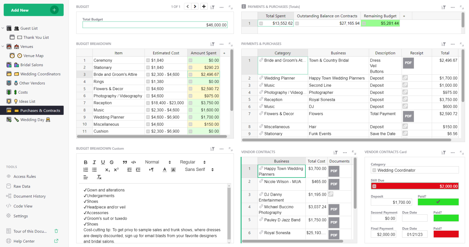Purchases & contracts dashboard: Budget and purchases tracking to stay on budget.