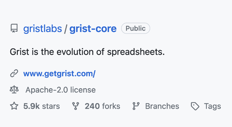 Grist GitHub repo screenshot.
