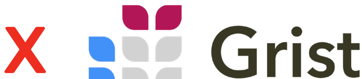 Don't: pink and blue icon colors with an olive Grist wordmark